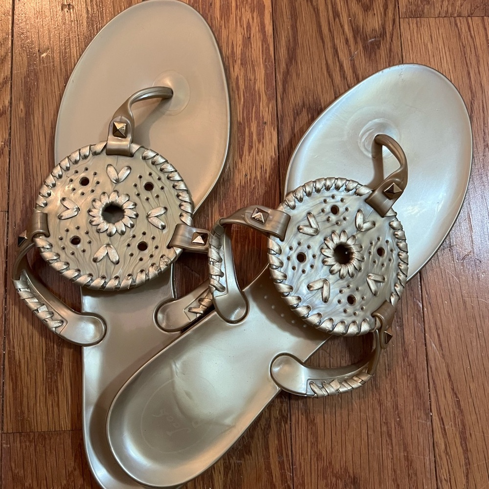 Jack Rogers Beige Leather Miller Sandals
